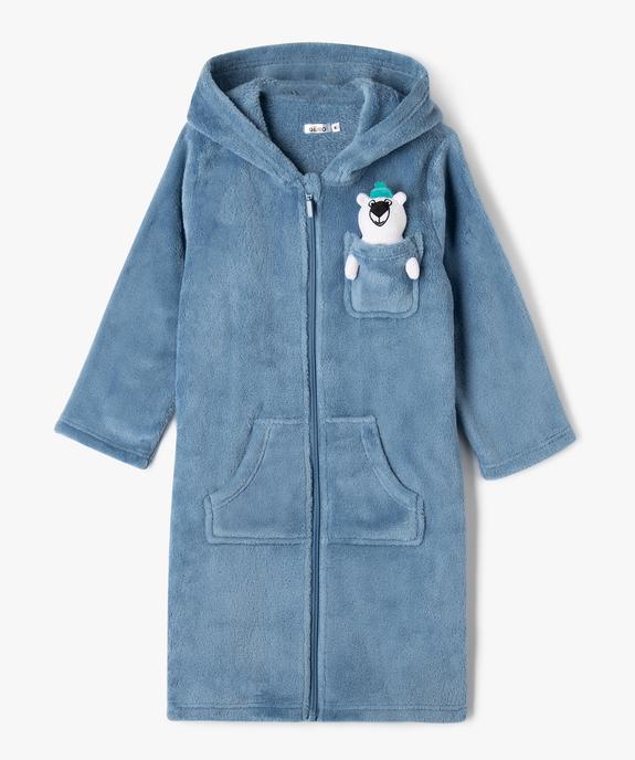 Robe de chambre à capuche en maille peluche garçon vue1 - GEMO (ENFANT) - GEMO
