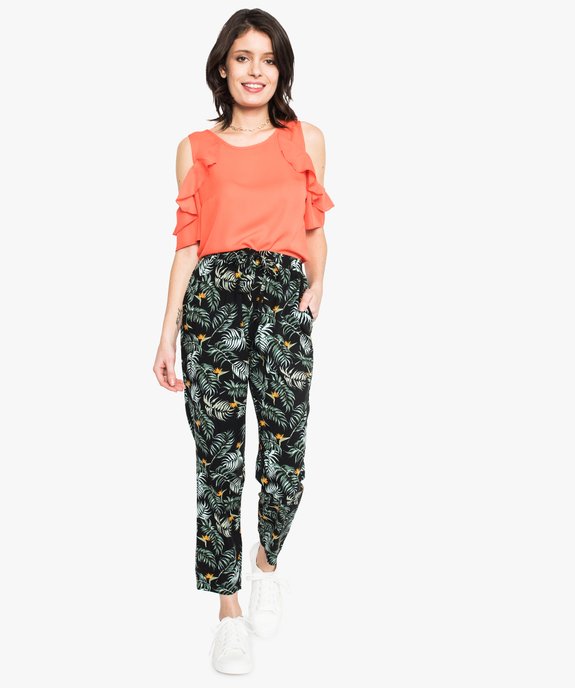 Pantalon femme imprimé avec taille élastiquée vue5 - GEMO(FEMME PAP) - GEMO