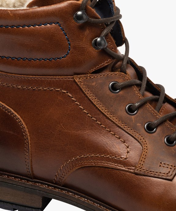 Boots homme à lacets dessus cuir intérieur chaud - Tanéo vue6 - TANEO - GEMO