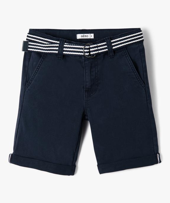 Bermuda en coton avec ceinture bicolore garçon vue1 - GEMO 4G GARCON - GEMO