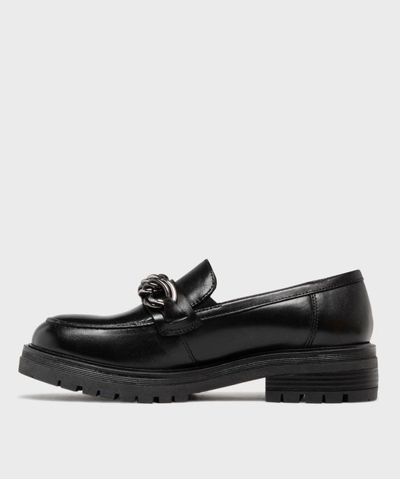 Mocassins dessus cuir avec chaine et semelle crantée femme - Tanéo vue3 - TANEO - GEMO