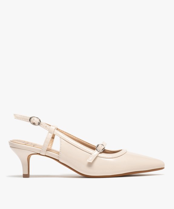 Escarpins sling-back vernis à bout pointu et petit talon femme vue2 - FOLLOW ME - GEMO