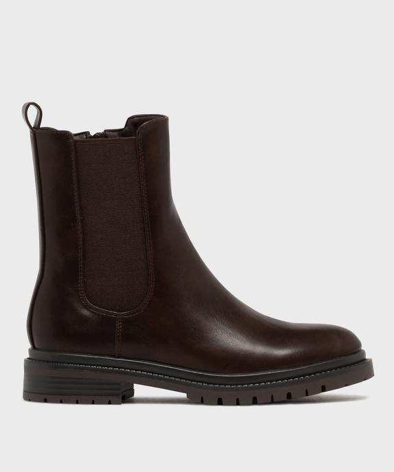 Boots Chelsea fourrées à tige haute et semelle crantée femme vue1 - SANS MARQUE - GEMO