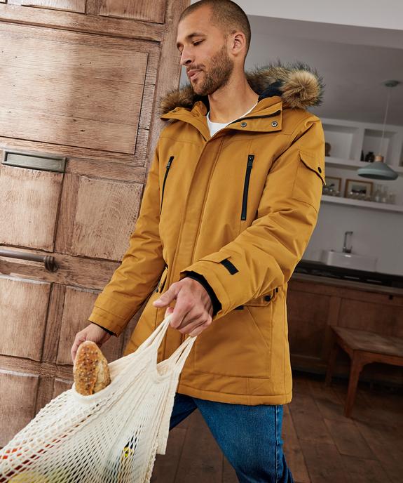 Parka homme matelassée à capuche avec bord fantaisie amovible - GEMO (HOMME) Parka homme matelassée à capuche avec bord fantaisie amovible vue6 - GEMO (HOMME) - GEMO