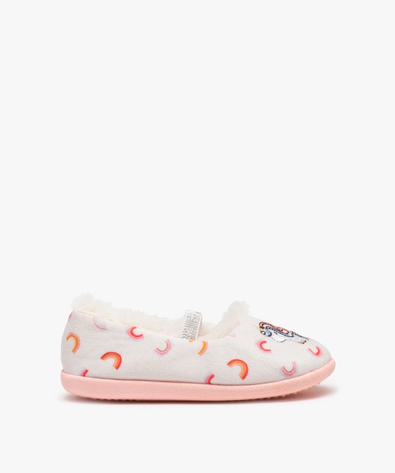 Chaussons fille ballerines en velours brodés licorne vue1 - GEMO (ENFANT) - GEMO
