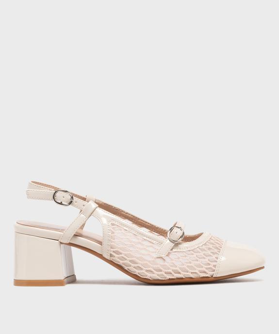 Escarpins slingback en tulle et matière vernie femme - Follow Me vue1 - FOLLOW ME - GEMO