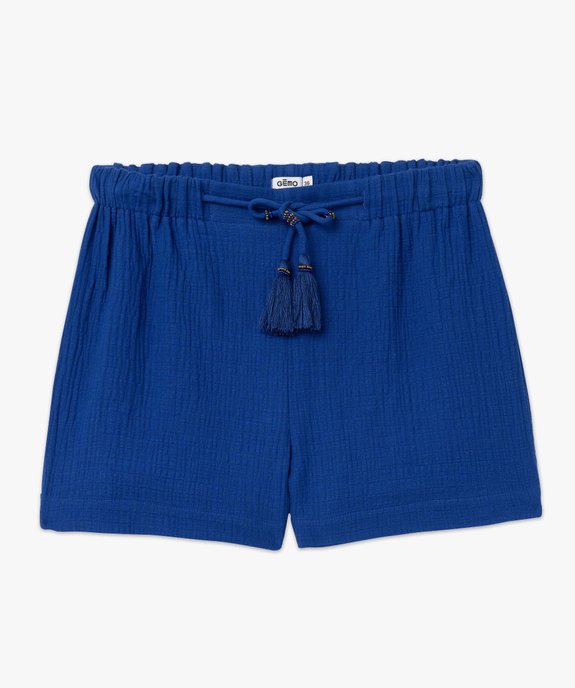 Short en gaze de coton avec ceinture à pompons femme vue4 - GEMO(FEMME PAP) - GEMO
