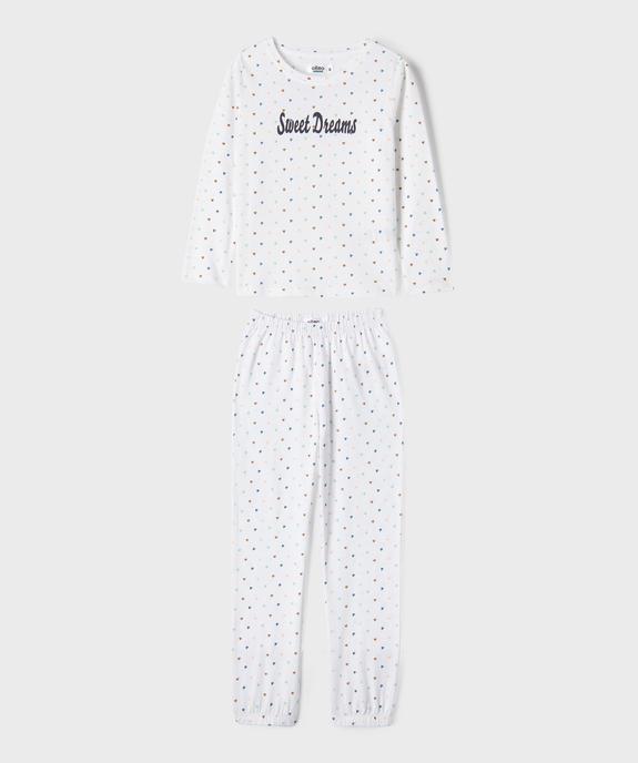 Pyjama en coton à motifs coeurs fille vue1 - GEMO 4G FILLE - GEMO