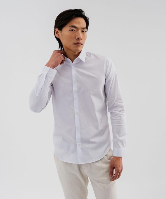 Chemise unie coupe slim en coton stretch homme vue7 - GEMO 4G HOMME - GEMO