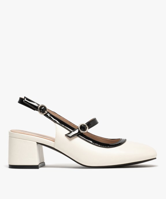 Ballerine sling-back bicolore à large talon femme vue2 - FOLLOW ME - GEMO
