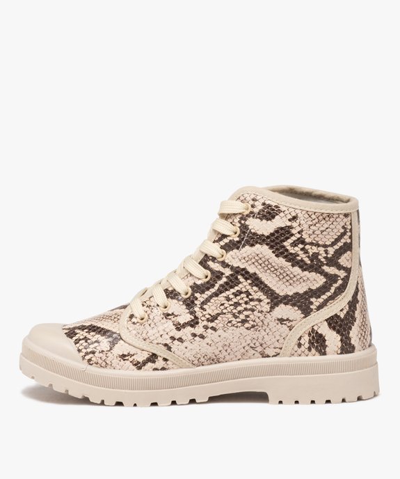 Baskets femme en toile montante vernie motif python vue3 - GEMO (SPORTSWR) - GEMO