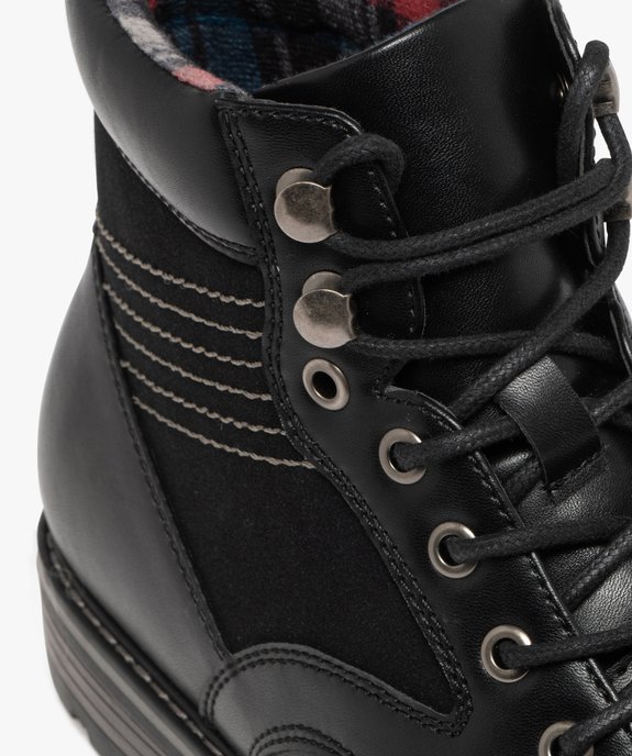 Boots bi-matières fermeture lacets homme  vue6 - URBAN STEPS - GEMO