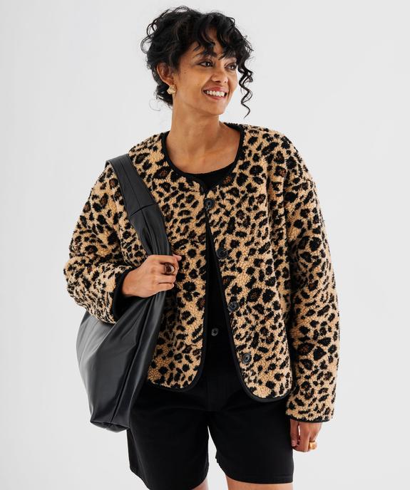 Veste en sherpa réversible femme vue1 - GEMO 4G FEMME - GEMO