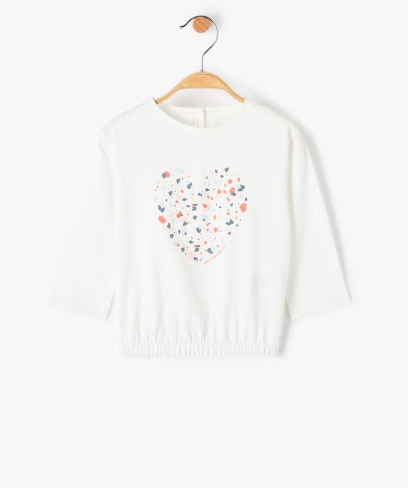 Tee-shirt bébé fille à manches 3/4 et taille élastiquée vue1 - GEMO(BEBE DEBT) - GEMO