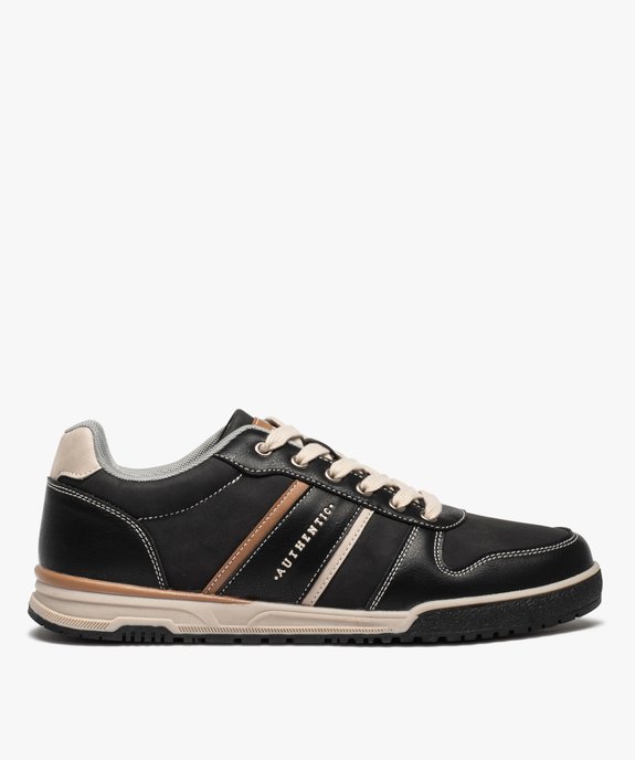 Baskets homme à surpiqûres contrastées fermeture lacets vue2 - GEMO (CASUAL) - GEMO