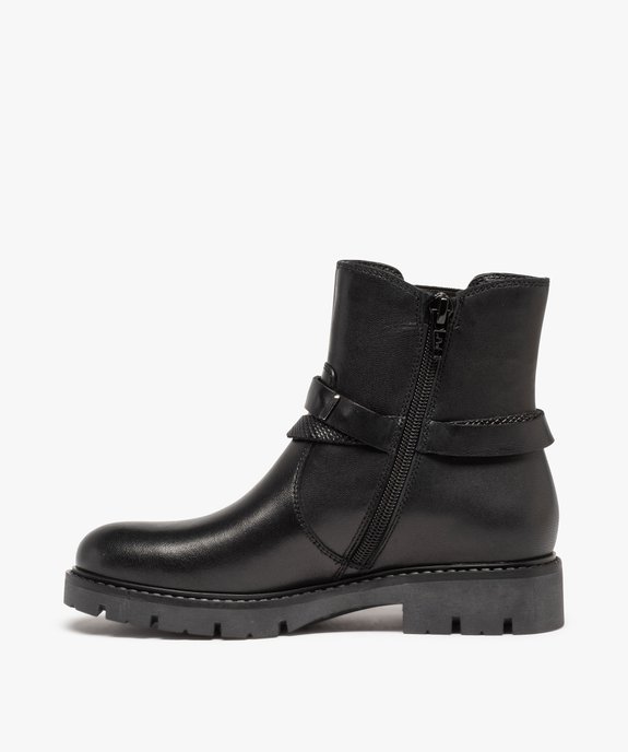 Boots chelsea fille unies dessus cuir - Tanéo vue4 - TANEO - GEMO