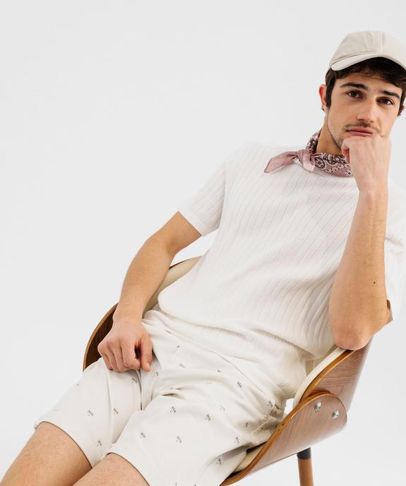 Bermuda coupe chino en toile de coton stretch imprimée homme vue1 - GEMO 4G HOMME - GEMO