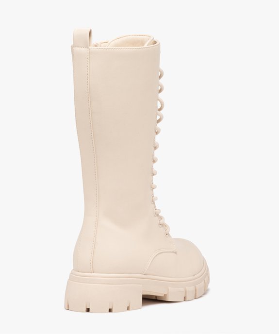 Bottes fille unies à semelle crantée fermeture lacets et zip vue4 - GEMO (ENFANT) - GEMO