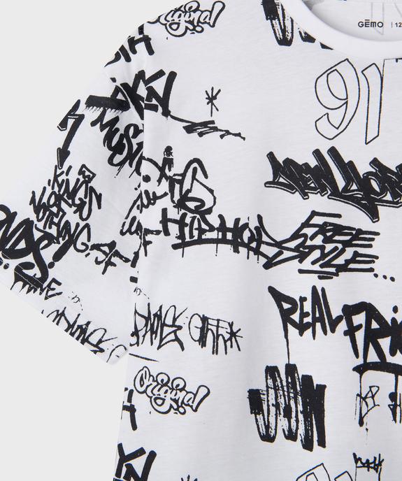 Tee-shirt manches courtes à motifs graffitis garçon vue2 - GEMO (JUNIOR) - GEMO