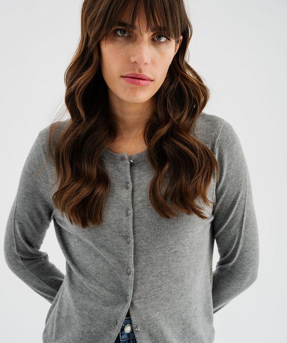 Gilet à col rond en maille fine femme vue3 - GEMO 4G FEMME - GEMO