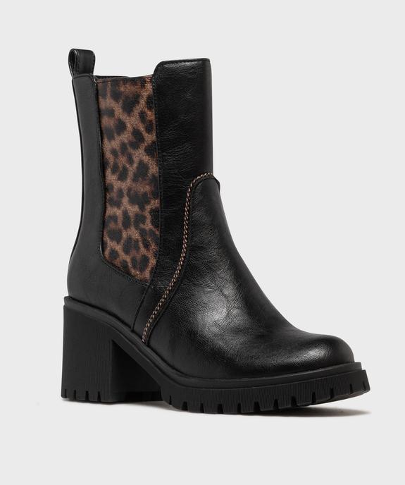 Boots avec empiècement léopard et semelle crantée femme - Emilia Rosa vue2 - EMILIA ROSA - GEMO