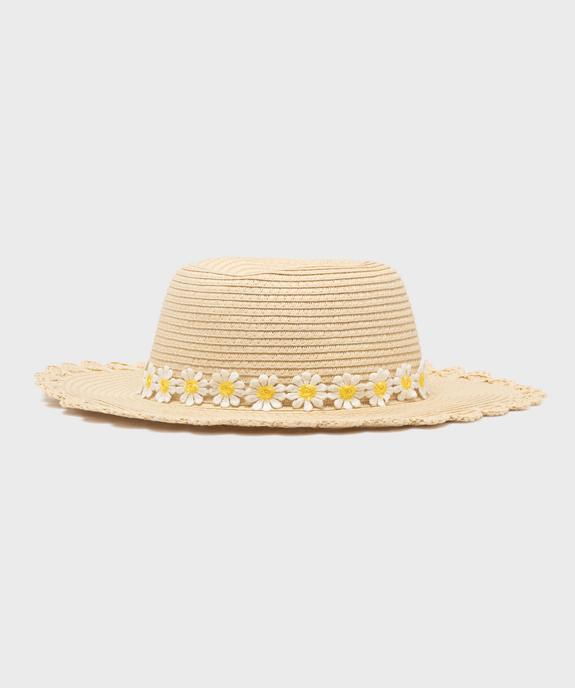 Chapeau en paille capeline finition festonnée et garniture fleurie fille vue1 - GEMO (ACCESS) - GEMO