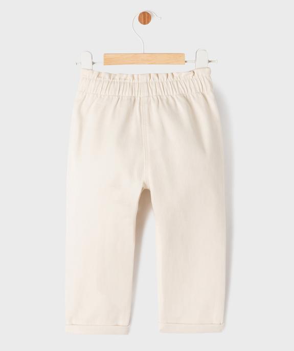 Pantalon en coton avec ceinture ajustable bébé fille vue3 - GEMO 4G BEBE - GEMO