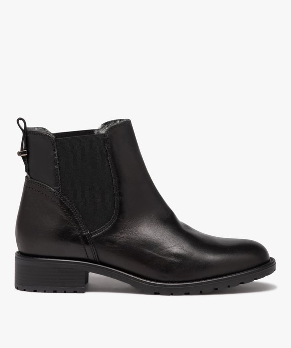 Boots femme dessus en cuir uni et intérieur fourré - Taneo vue1 - TANEO - GEMO