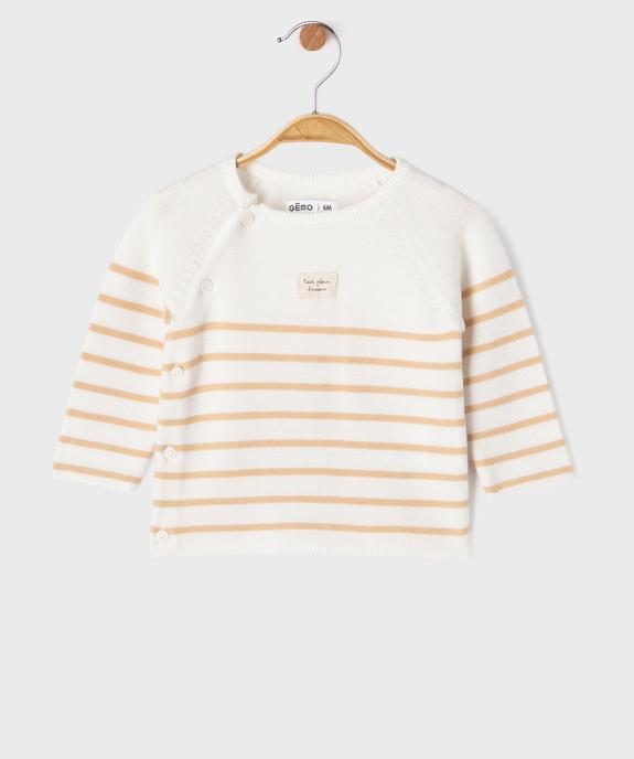 Pull brassière rayé avec fermeture sur le côté bébé vue1 - GEMO(BB COUCHE) - GEMO