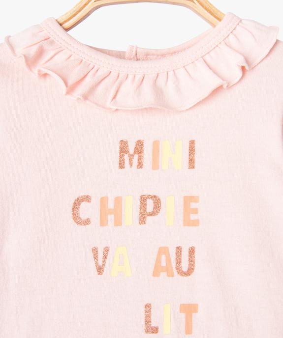 Pyjama dors-bien effet 2 en 1 bébé fille vue2 - GEMO 4G BEBE - GEMO