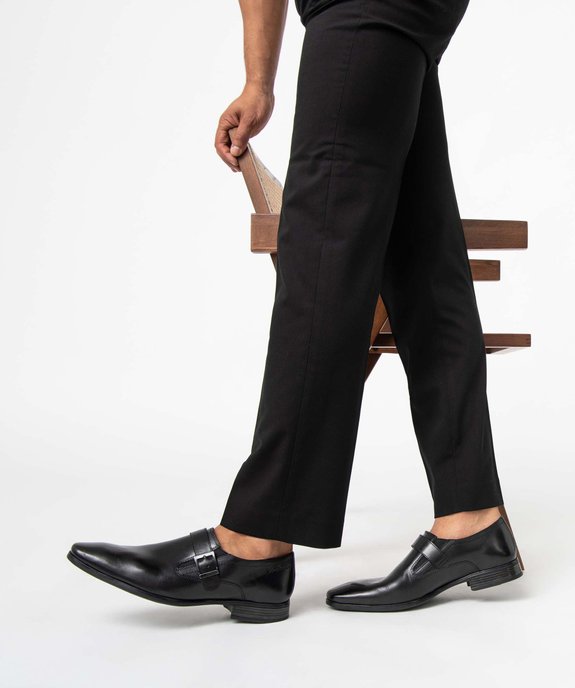 Derbies homme en cuir uni et bride à boucle – Pierre Cardin vue1 - PIERRE CARDIN DIFFUSION - GEMO