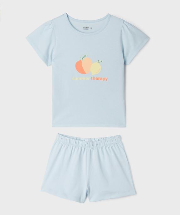Pyjashort avec motifs fruits fille vue1 - GEMO 4G FILLE - GEMO