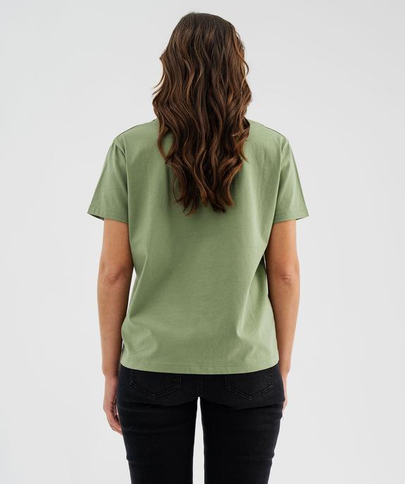 Tee-shirt manches courtes col rond uni en coton femme vue3 - GEMO 4G FEMME - GEMO