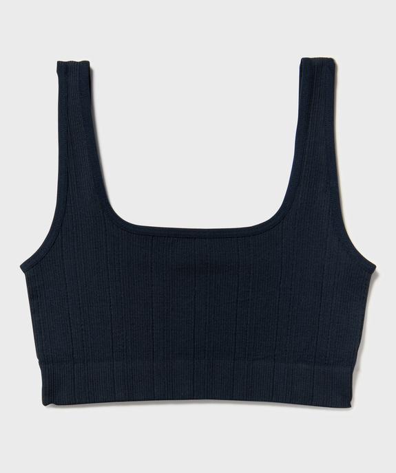 Brassière en maille côtelée à bretelles large fille vue1 - GEMO 4G FILLE - GEMO