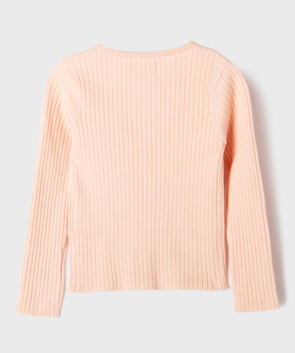 Gilet en maille côtelée coupe ajustée fille vue3 - GEMO 4G FILLE - GEMO