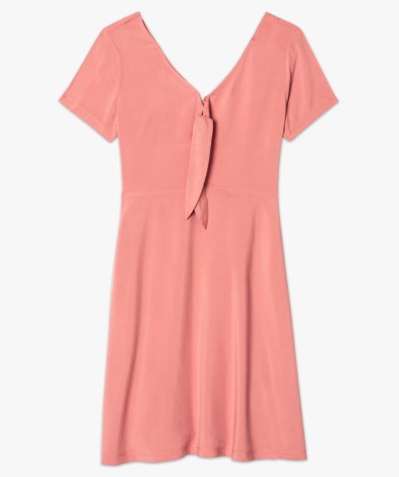 Robe femme fluide à encolure V et pans à nouer sur la poitrine vue4 - FOLLOW ME - GEMO