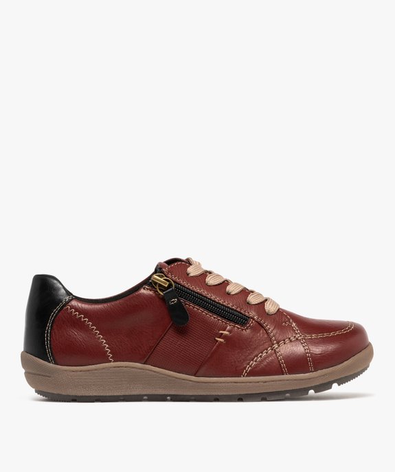 Derbies femme confort dessus uni à zip et à lacets - Softrelax vue7 - SOFTRELAX - GEMO
