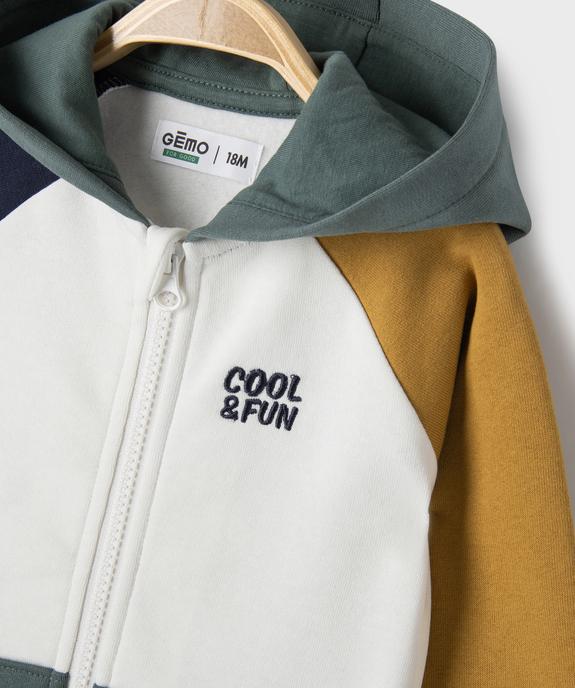 Sweat zippé à capuche  colorblock bébé garçon vue2 - GEMO 4G BEBE - GEMO