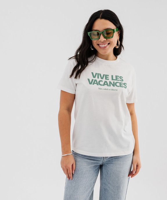 Tee-shirt manches courtes à message femme vue4 - GEMO 4G FEMME - GEMO