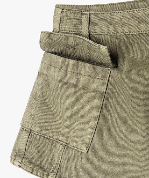 Jupe short en toile denim avec poche rabat fille vue4 - GEMO (JUNIOR) - GEMO