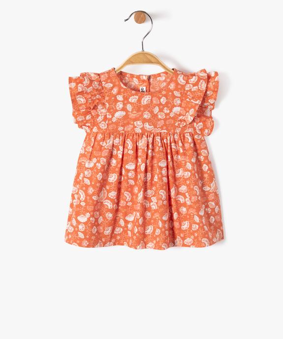 Blouse bébé fille à manches courtes volantées et imprimé fleuri pailleté vue1 - GEMO(BEBE DEBT) - GEMO