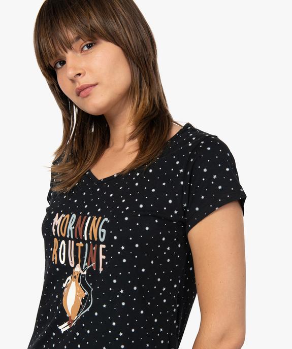 Chemise de nuit imprimée à manches courtes femme vue2 - GEMO 4G FEMME - GEMO