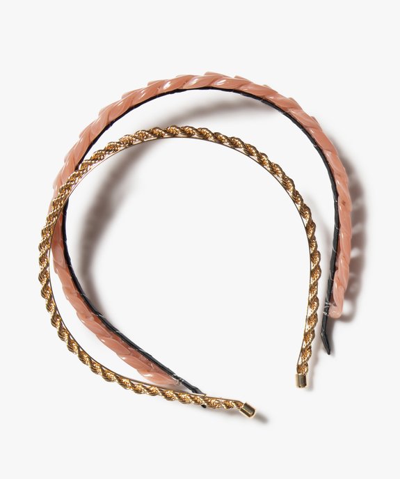 Serre-tête femme aspect chaîne et résine (lot de 2) vue1 - GEMO - GEMO