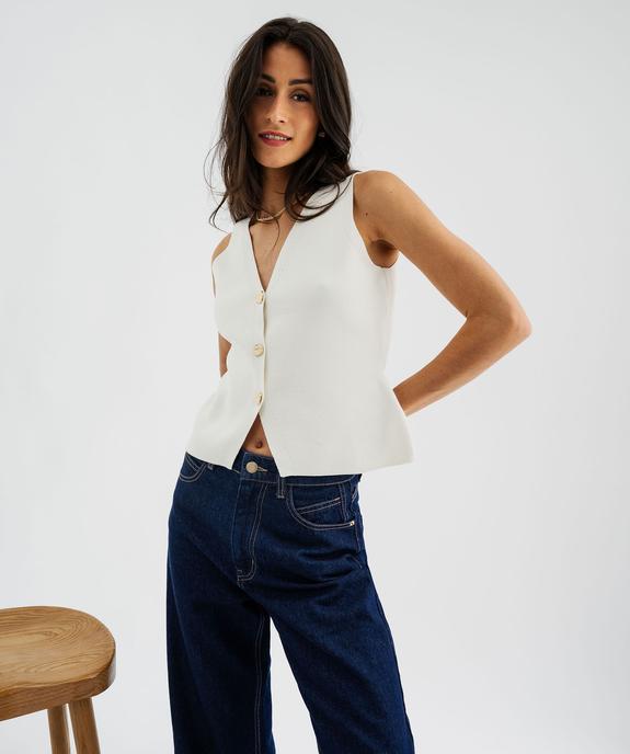 Débardeur boutonné en maille tricotée femme vue3 - GEMO(FEMME PAP) - GEMO