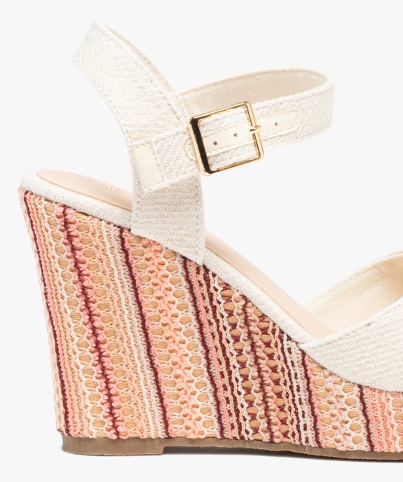 Sandales femme compensées dessus et semelle en toile vue6 - GEMO(URBAIN) - GEMO
