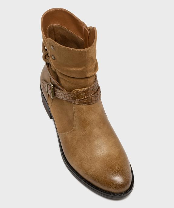 Boots femme à petit talon avec col effet plissé et brides fantaisie vue11 - EMILIA ROSA G4G - GEMO