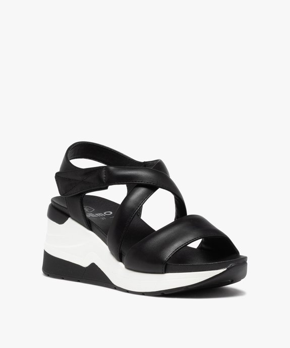 Sandales femme compensées style baskets à brides unies vue2 - GEMO(URBAIN) - GEMO