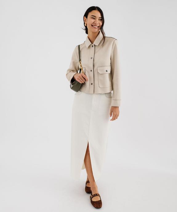 Veste courte en suédine avec poches à rabat femme vue4 - GEMO 4G FEMME - GEMO