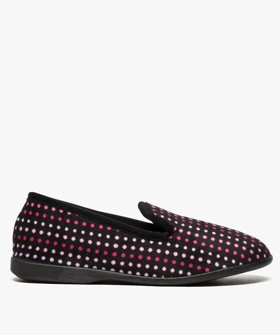 Chaussons femme charentaises en velours ras à pois vue1 - GEMO(HOMWR FEM) - GEMO