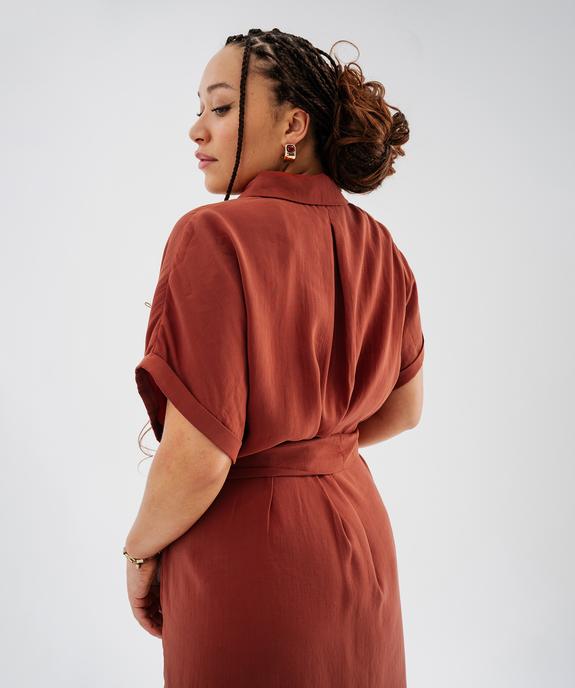 Robe chemise longue à manches courtes en maille fluide femme grande taille vue3 - GEMO 4G GT - GEMO